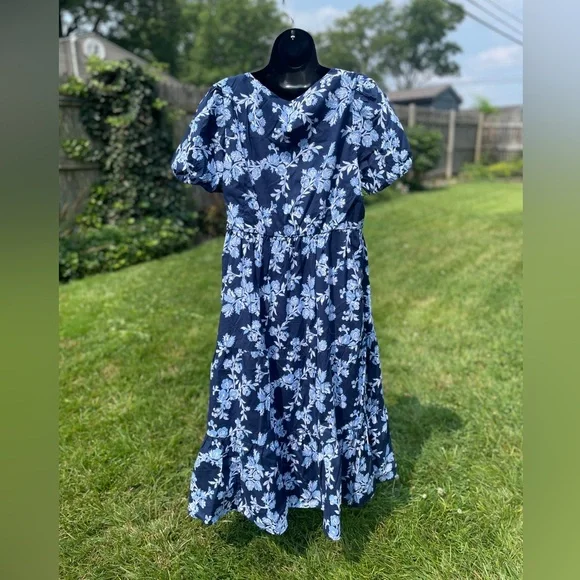 NWT J Crew tiered‎ floral dress size 14 puff sleeves cotton babydoll ornate - Picture 3 of 14